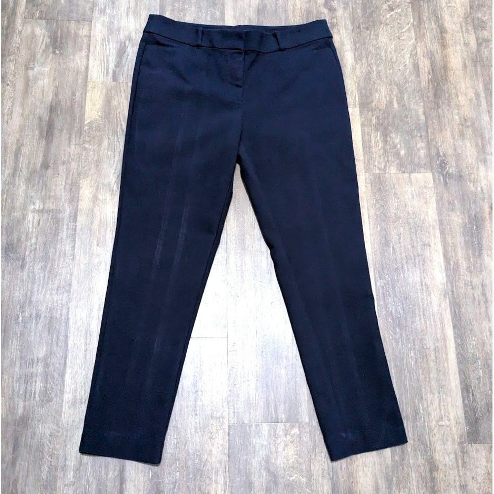 LOFT Skinny Pants Navy Blue Size 10 Mid Rise Cotton Blend Trousers Womens